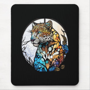 Panther Animal Portrait Gestaltetes Glas Kunst, Di Mousepad