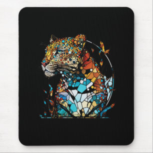 Panther Animal Portrait Gestaltetes Glas Kunst, Di Mousepad
