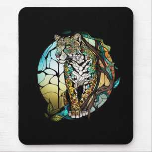 Panther Animal Portrait Gestaltetes Glas Kunst, Di Mousepad