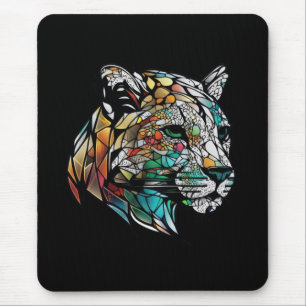 Panther Animal Portrait Gestaltetes Glas Kunst, Di Mousepad