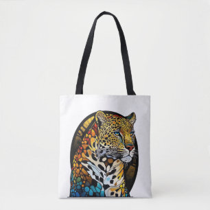Panther Animal Portrait Gestaltetes Glas Kunst, Di Tasche
