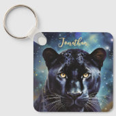 Panther Animal Portrait Personalisierter Name Schlüsselanhänger (Vorderseite)