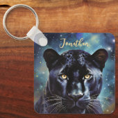Panther Animal Portrait Personalisierter Name Schlüsselanhänger (Vorderseite)