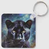 Panther Animal Portrait Personalisierter Name Schlüsselanhänger (Rückseite)