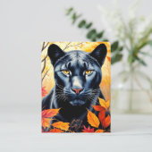 Panther Cat Herbst Kunst Postkarte (Stehend Vorderseite)