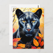 Panther Cat Herbst Kunst Postkarte (Vorne/Hinten)