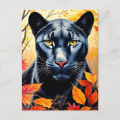 Panther Cat Herbst Kunst Postkarte (Vorderseite)
