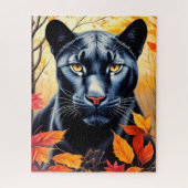 Panther Cat Herbstleaves Art Jigsaw Puzzle (Vertikal)