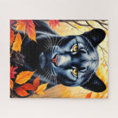 Panther Cat Herbstleaves Art Jigsaw Puzzle (Horizontal)