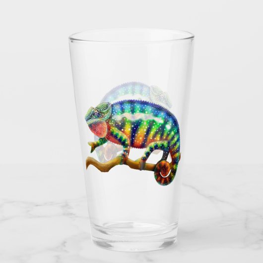 Panther-Chamäleon-Trommel-Trinkglas Glas (Vorderseite)