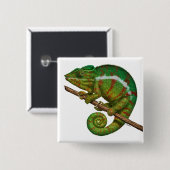 Panther Chameleon Digitales Gemälde Button (Vorne & Hinten)