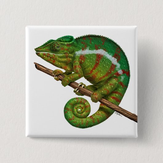 Panther Chameleon Digitales Gemälde Button (Vorderseite)