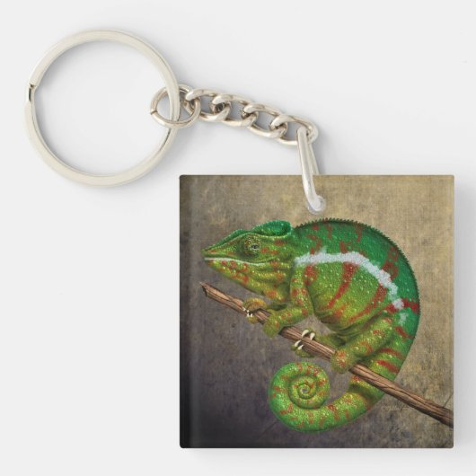 Panther Chameleon Digitales Gemälde Schlüsselanhänger (Vorderseite)