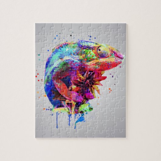 Panther Chameleon Watercolor Jigsaw Puzzle (Vertikal)
