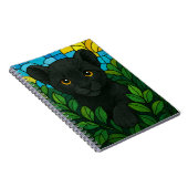 Panther cub zwischen Sträuchern, Buntglaskunst Notizblock (Rechte Seite)