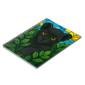 Panther cub zwischen Sträuchern, Buntglaskunst Notizblock (Linke Seite)