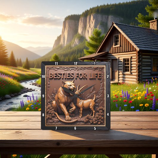 Panther Goat Detailed Animal Quadratische Wanduhr