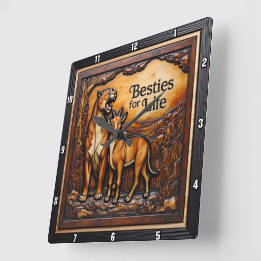 Panther Goat Textured Forest Quadratische Wanduhr (Winkel)