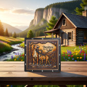 Panther Goat Textured Forest Quadratische Wanduhr