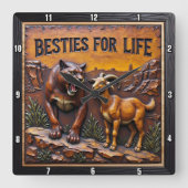 Panther Goat Unlikely Forest Quadratische Wanduhr (Vorderseite)