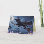 Panther-Hexe Halloween-Karte Feiertagskarte (Rückseite)