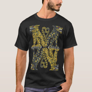 Panther Huichol Zucker-Schädel Mexikanischer Aztek T-Shirt