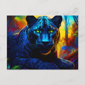 PANTHER in WILD Farbe Postkarte
