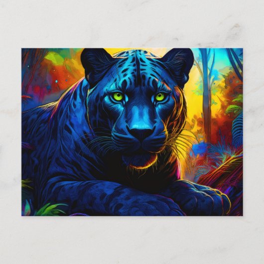 PANTHER in WILD Farbe Postkarte (Vorderseite)