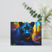 PANTHER in WILD Farbe Postkarte (Stehend Vorderseite)