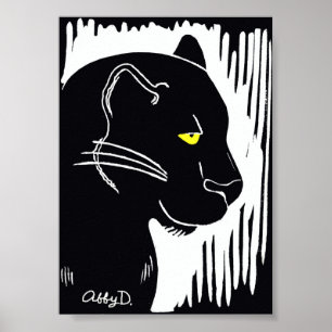 Panther-Kunst-Schwarzweiss-Plakat, 12x18 Zoll Poster