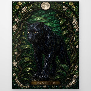 Panther, Night Bloom Buntglas Postkarte