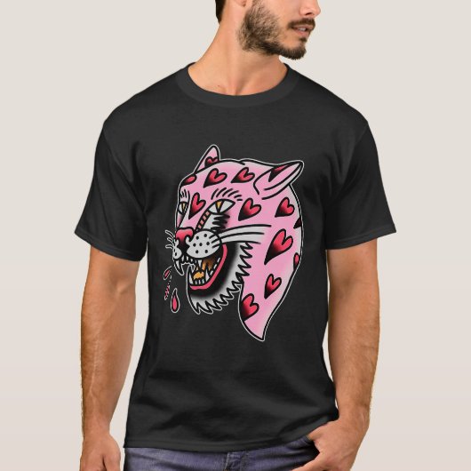 Panther Pink X Heart Love Traditional Flash Premiu T-Shirt (Vorderseite)