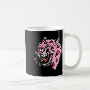 Panther Pink X Herz Liebe Traditioneller Flash Pre Kaffeetasse