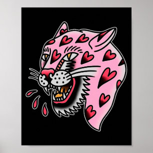 Panther Pink X Herz Liebe Traditioneller Flash Pre Poster