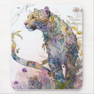 Panther Portrait Animal Painting Wildlife Forest Mousepad
