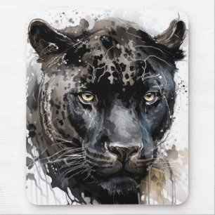 Panther Portrait Animal Painting Wildlife Mousepad
