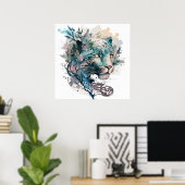 Panther Portrait Animal Painting Wildlife Poster (Heimbüro)