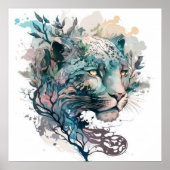 Panther Portrait Animal Painting Wildlife Poster (Vorne)