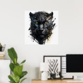 Panther Portrait Animal Painting Wildlife Poster (Heimbüro)