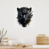 Panther Portrait Animal Painting Wildlife Poster (Küche)
