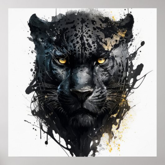Panther Portrait Animal Painting Wildlife Poster (Vorne)