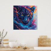 Panther-Portrait mit Abstrakten Fegefeuern Poster (Küche)