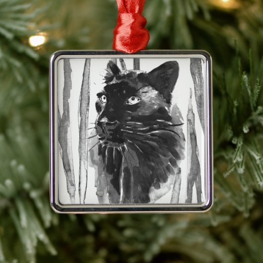 Panther Portrait Ornament Aus Metall (Baum)