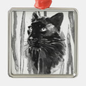 Panther Portrait Ornament Aus Metall (Vorne)