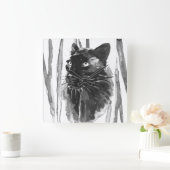 Panther Portrait Quadratische Wanduhr (Zuhause)