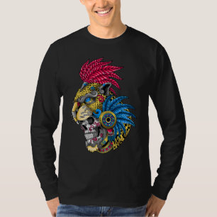 Panther Schädel Huichol Calavera Mexikanisch Aztek T-Shirt