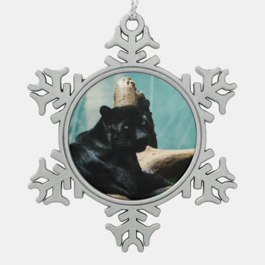 Panther Schneeflocken Zinn-Ornament (Vorderseite)