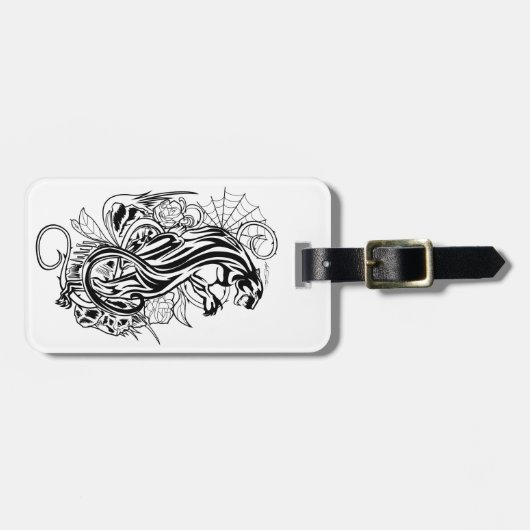 Panther - Schwarz & Weiß Gepäckanhänger (Vorderseite horizontal)