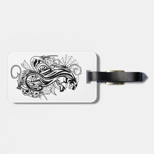 Panther - Schwarz & Weiß Gepäckanhänger (Rückseite horizontal)
