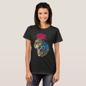 Panther Skull Huichol Calavera Mexican Aztec Ocelo T-Shirt (Vorne ganz)